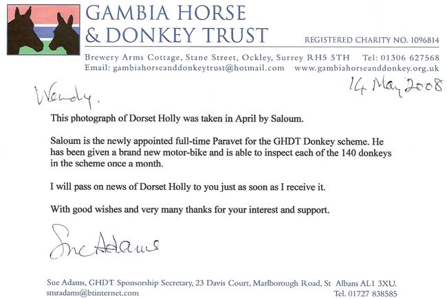 Dorset Holly letter